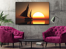 obraz pri západe slnka plachetnica more